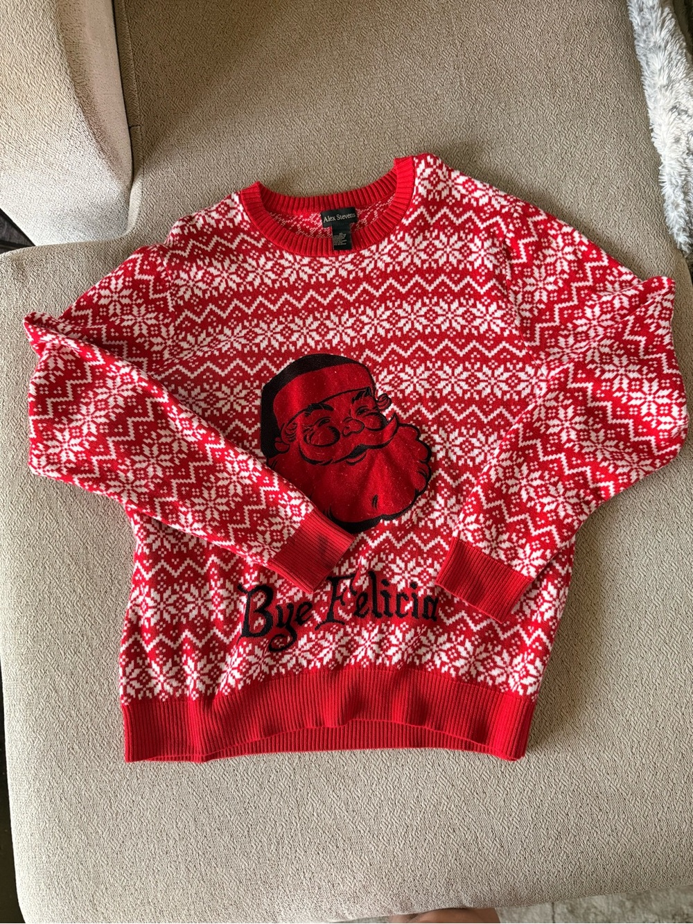Alex Stevens XL Red “Bye Felicia” Santa Ugly Christmas Sweater